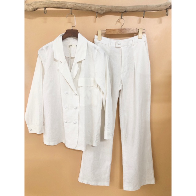 Set Blazer Linen quần dài