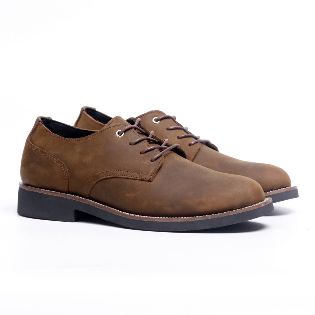 Giày da nam da bò sáp ngựa Derby Crazy Horse 01, phong cách bụi bặm, Lucas Shoes, bảo hành 1 năm