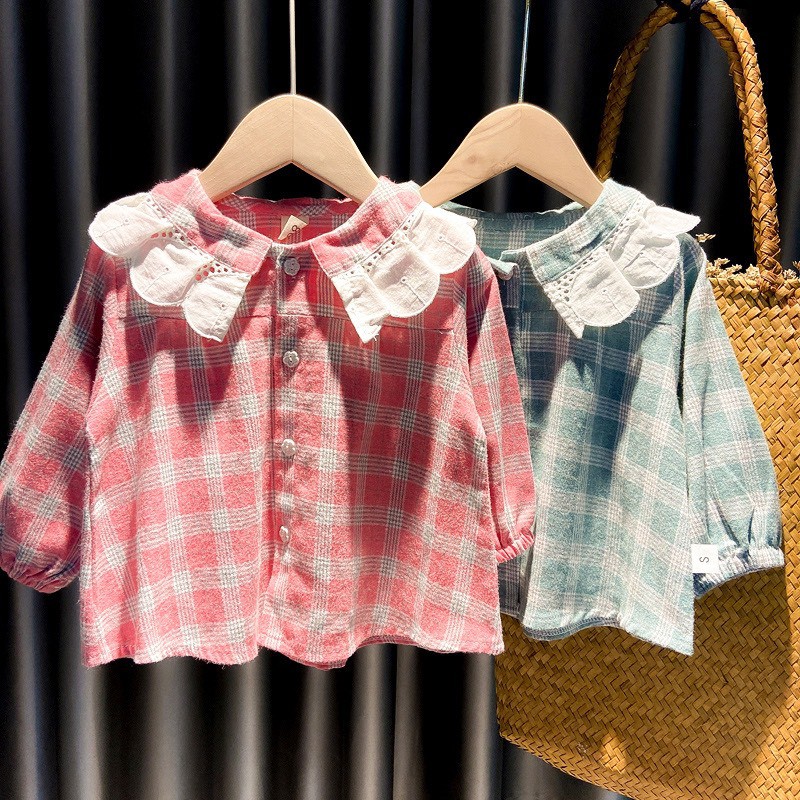 AG05 - Áo Sơ Mi Cổ Tròn, kiểu tiểu thư, cổ bèo ren,chất thô cotton 100% - Richkid123