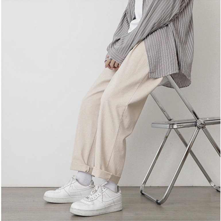 Quần Ống Rộng Ifnicefuture Bằng Cotton Màu Trơn Size Lớn Thời Trang Cho Nam