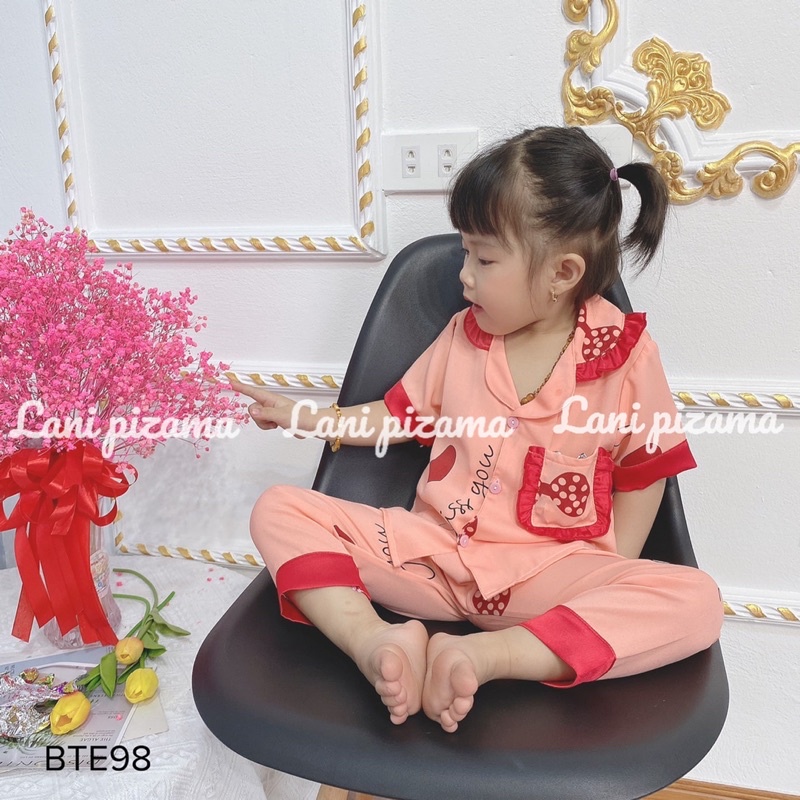 Bộ đồ ngủ cho bé gái áo cộc quần dài size 1 tuổi đến 14 tuổi , bộ lụa mango hoạ tiết xinh xắn mềm mát