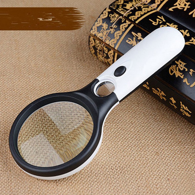Kính Lúp Cầm Tay 45x Có 3 Đèn Led Tiện Lợi