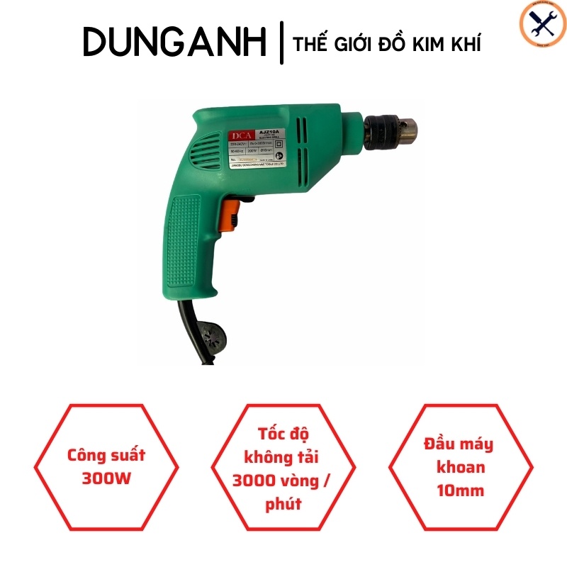 Máy khoan cầm tay Kim Khí Dung Anh, máy khoan bắn vít DCA - AJZ10A 300W chính hãng bảo hành 12 tháng