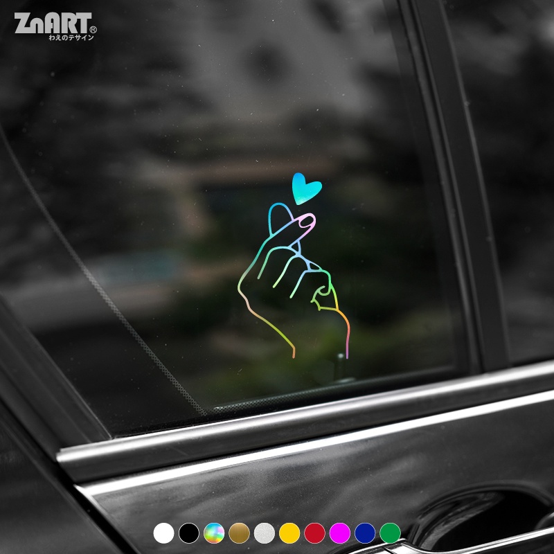 Miếng Dán Trang Trí Cửa Xe Hơi Bằng Vinyl Phản Quang Họa Tiết Trái Tim Độc Đáo