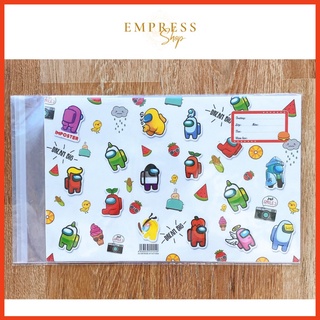 Giấy bao tập (vở) học sinh among us, bạch tuộc cảm xúc - sẵn giấy kiếng, nhãn vở [1XẤP - 10 TỜ]