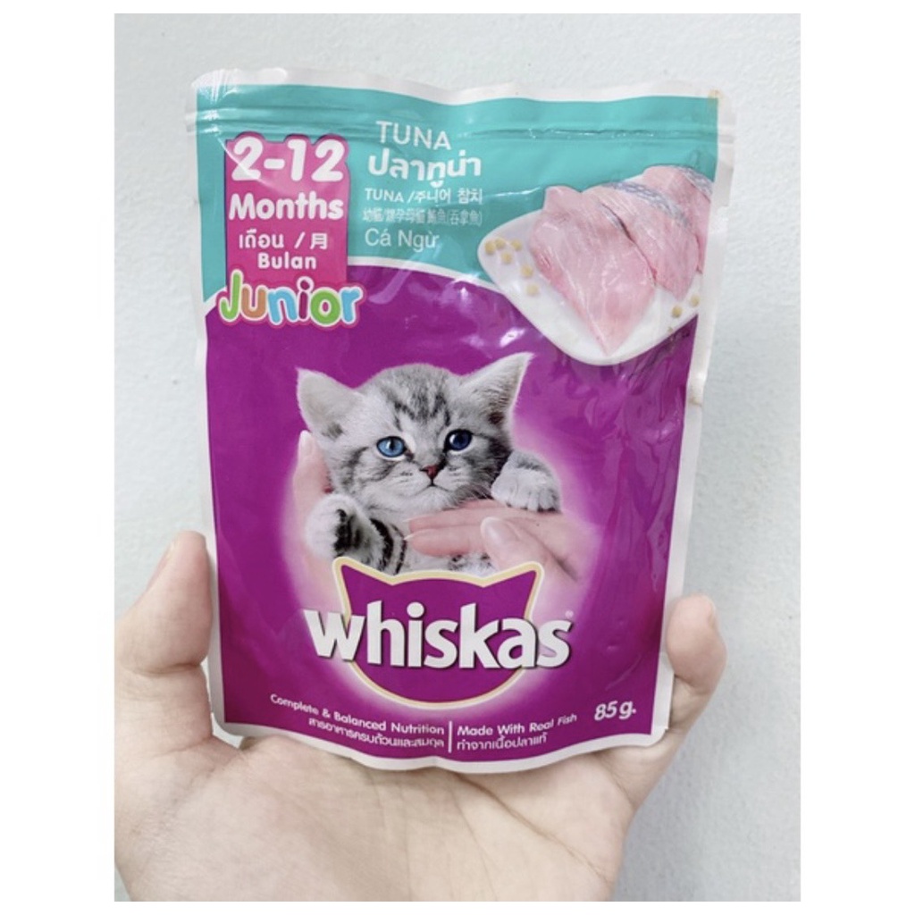 Pate mèo Whiskas thức ăn cho mèo nhiều vị Túi 80 gram .