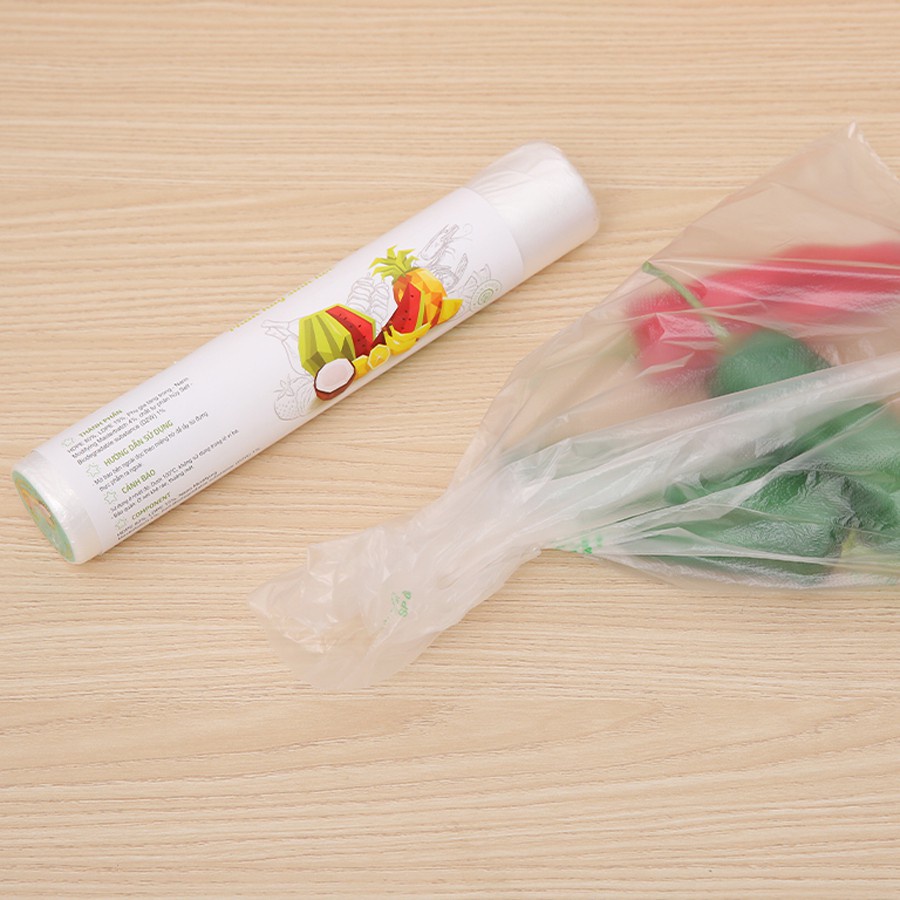 Túi đựng thực phẩm tự hủy sinh học siêu thị green eco KT 100 túi, 300g,500g,1kg.