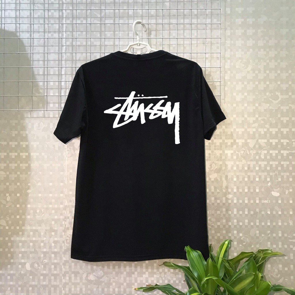 Áo thun tay lỡ stussy logo chữ đủ màu form rộng unisex