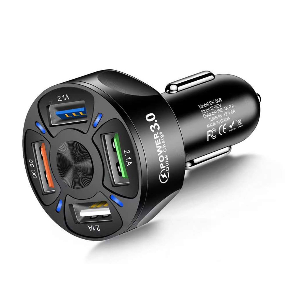Cốc Sạc - Tẩu Sạc Nhanh 4 Cổng USB 3.0 Cho Xe Ôtô