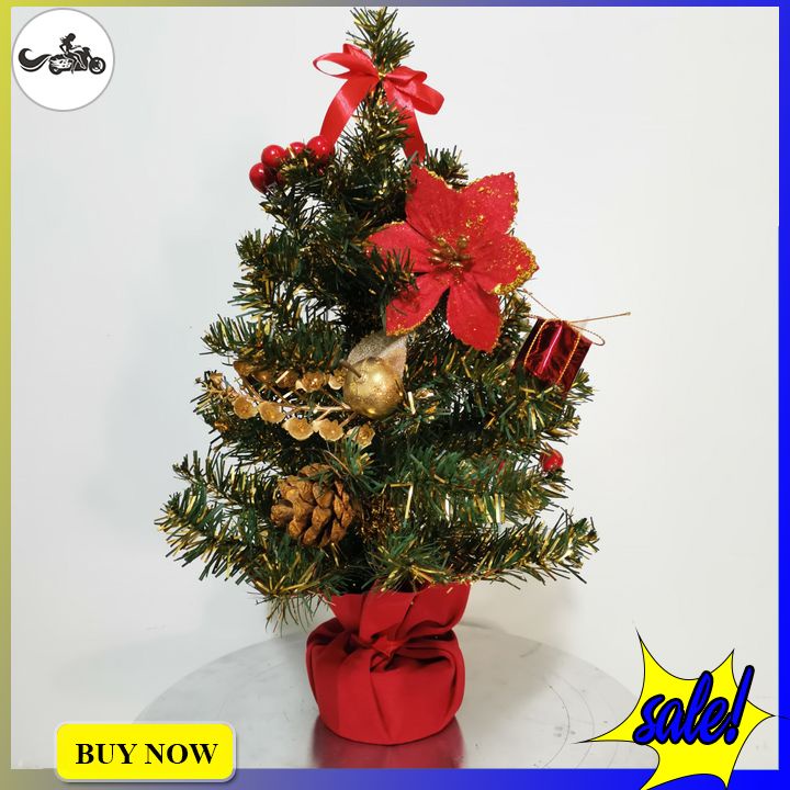 Cây thông noel mini để bàn kèm phụ kiện trang trí gắn sẵn siêu đáng yêu phù hợp để bàn, phòng ngủ, kệ tủ....