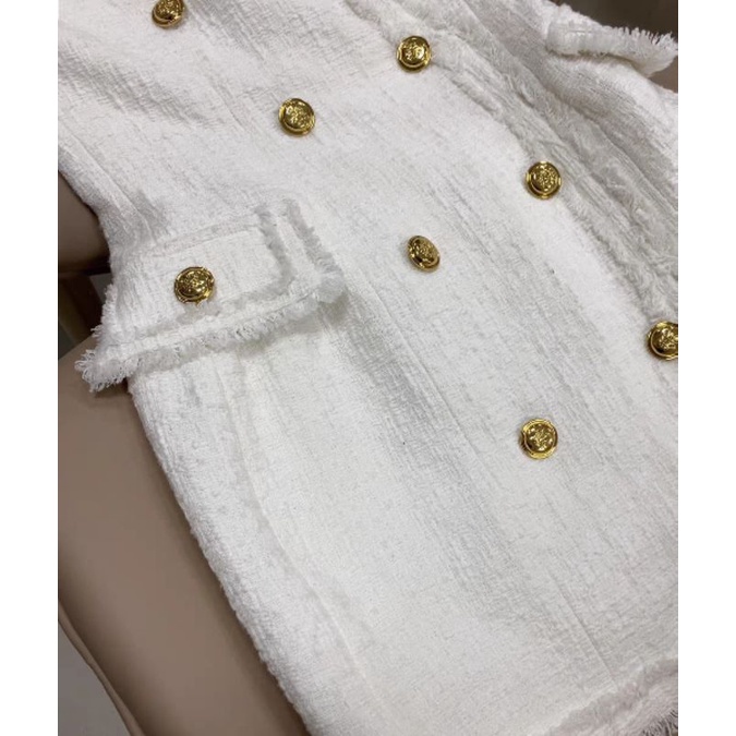 Song JiA Freezia Váy dạ trắng thiết kế xẻ ngực không tay