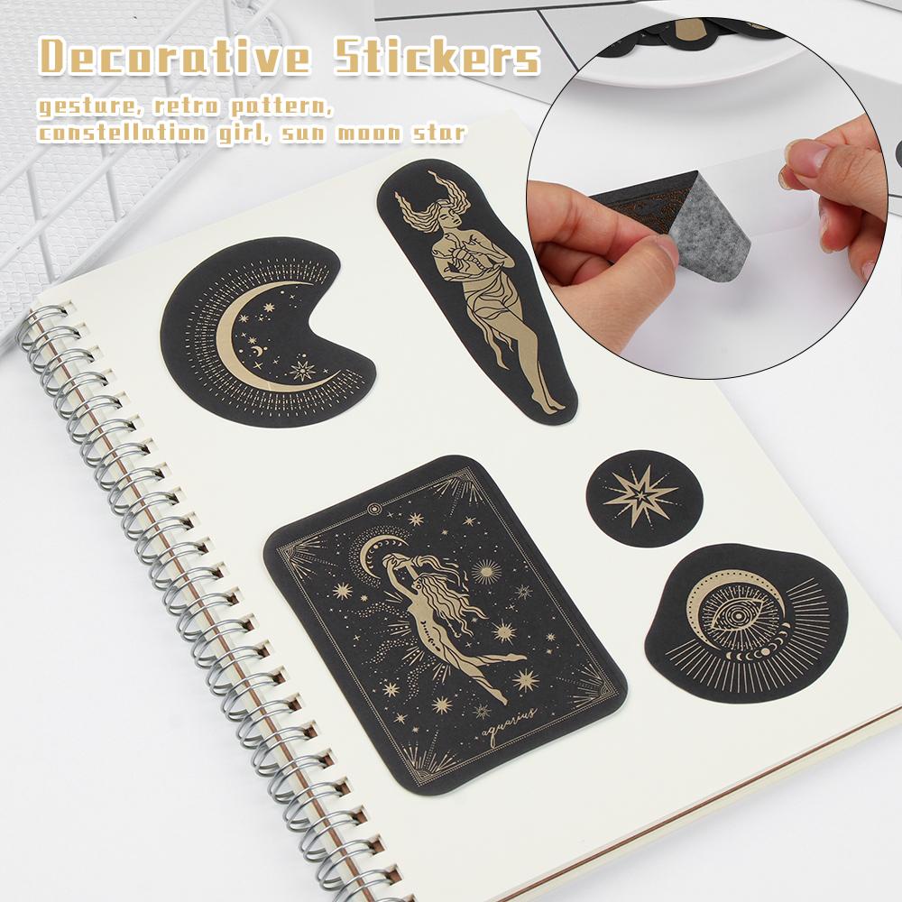 1 Bộ Sticker Dán Trang Trí Sổ Lưu Niệm Hình Mặt Trời Mặt Trăng