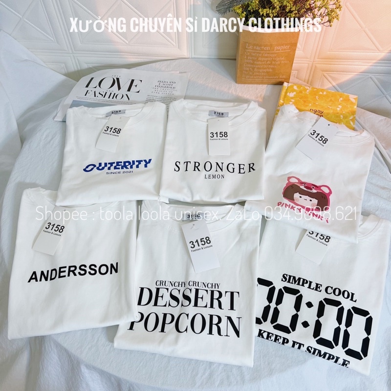 áo thun 3158 ✨ FREESHIP ✨ áo phông cotton trắng QC unisex nam nữ
