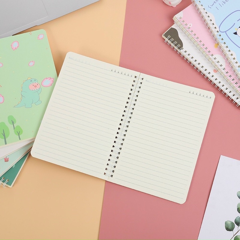 Sổ lò xo A5 120 trang kẻ ngang hoạ tiết cute