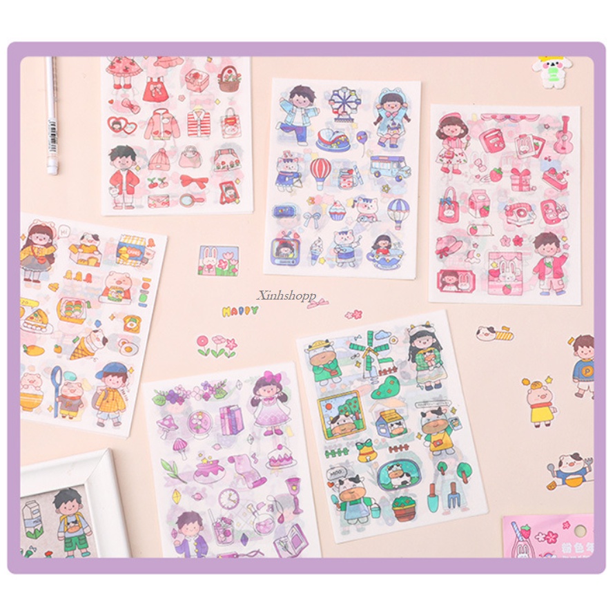 Set 4 Tấm Hình Dán Sticker Bé Trai Bé Gái