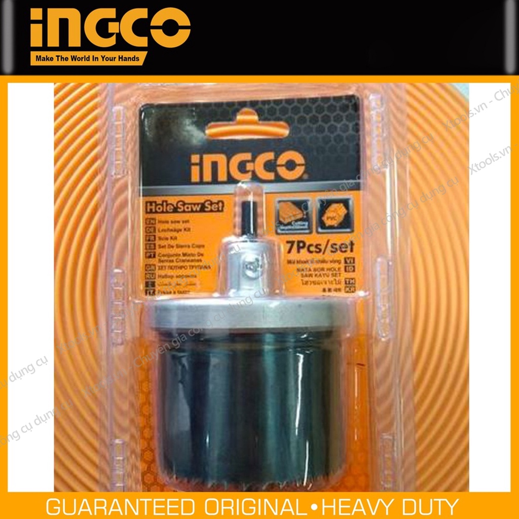 Bộ mũi khoan khoét lỗ nhiều vòng INGCO AKHS702 7 mũi khoan lỗ 26-63mm hợp kim siêu cứng dùng được trên nhiều chất liệu