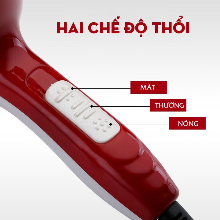 Máy sấy tóc hai chiều mini Aset cầm tay có đầu sấy tạo kiểu (công suất 1800W)