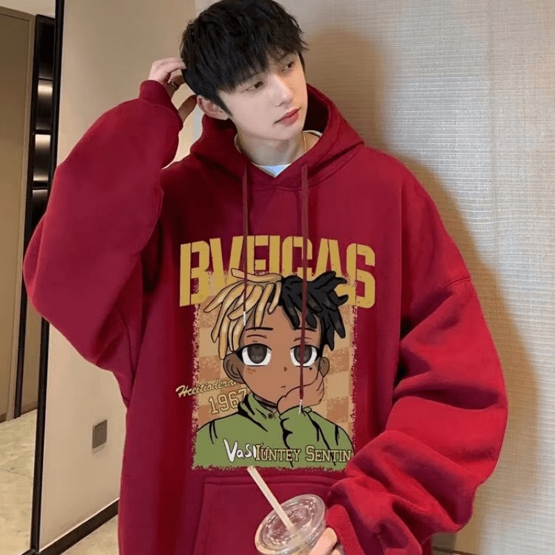 Áo hoodie Dáng Rộng In Chữ Phong Cách hip hop Đường Phố Hàn Quốc Chất Lượng Cao Thời Trang Mùa Đông Cho Nam Và Nữ