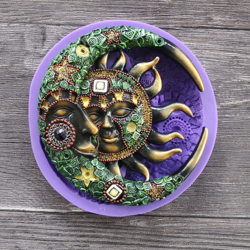 Khuôn Silicone Làm Bảng Phục Vụ Bằng Epoxy Hình Mặt Trời Mặt Trăng Trang Trí Nhà Cửa