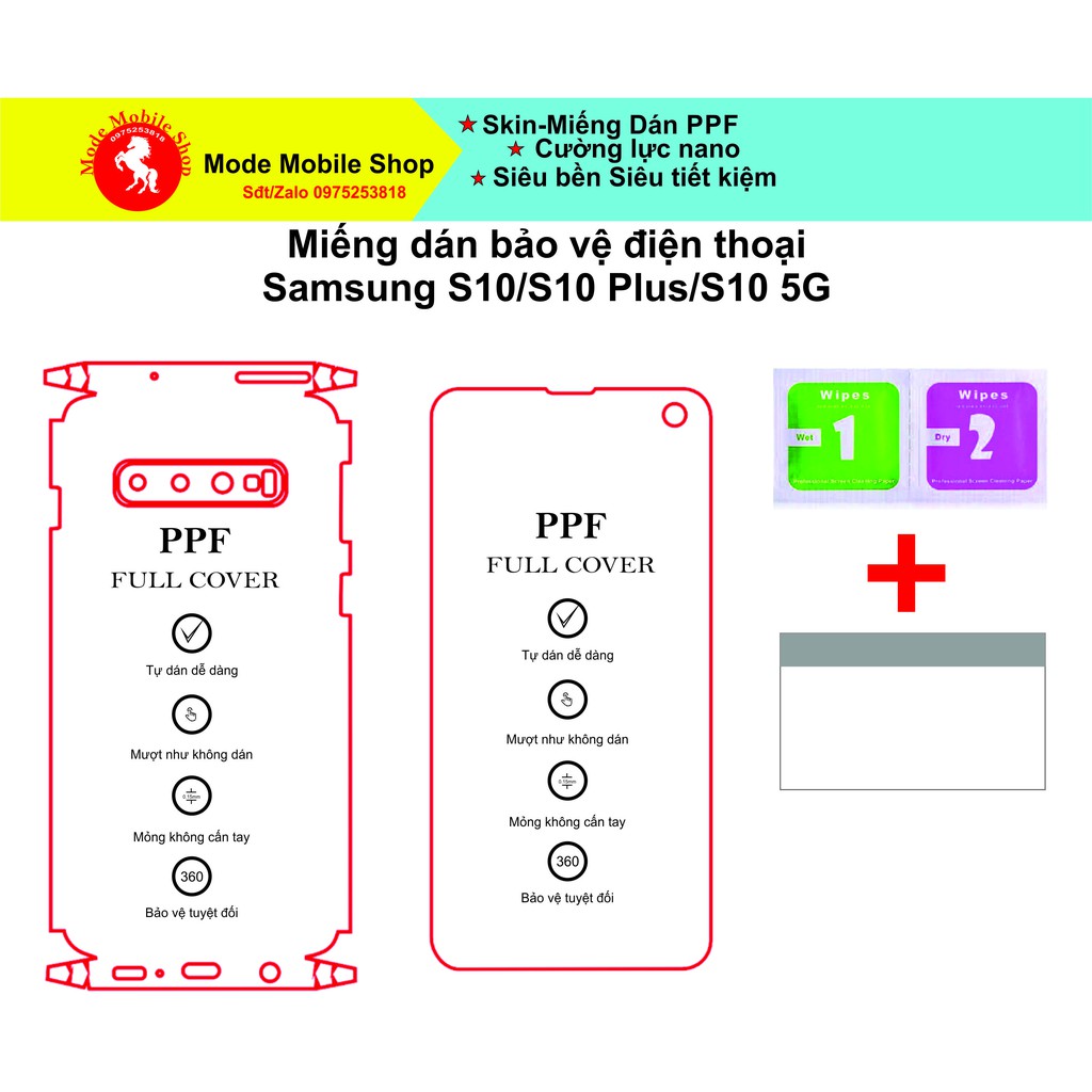Samsung S10/S10plus/S10 5G Miếng dán ppf bảo vệ màn hình và thân máy