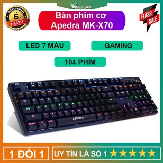 Bàn phím cơ game thủ apedra mk-x70 104 phím led rgb nhiều chế độ swith blue -dc3019