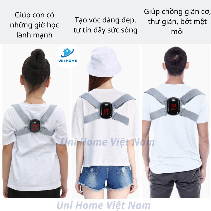 Đai chống gù lưng SMART POSE điều chỉnh tư thế thông minh, cảm biến báo rung, đếm số lần ngồi sai - Bảo hành 06 tháng