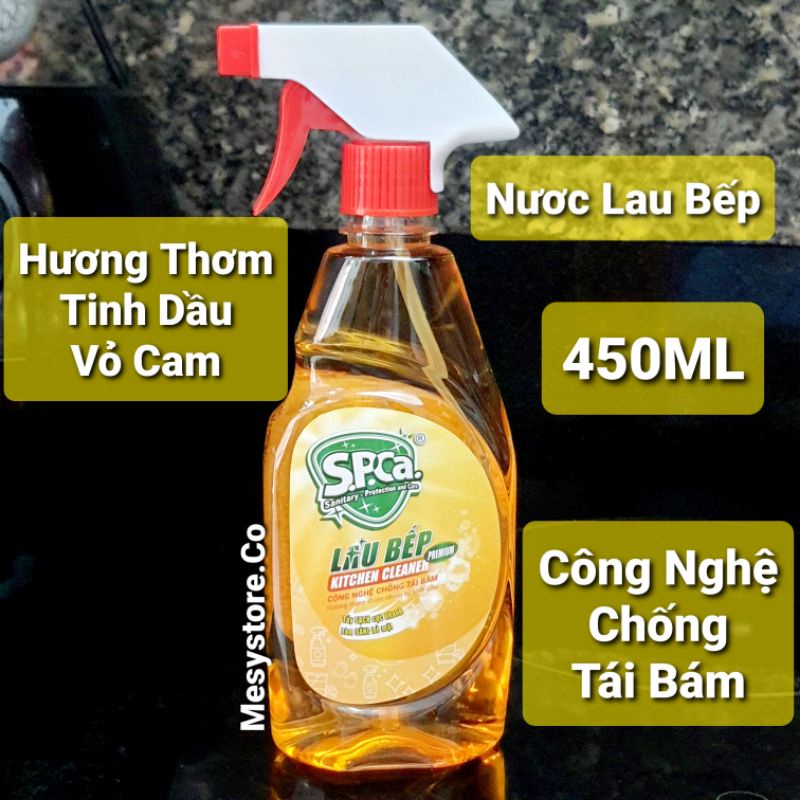 Nước Lau Bếp SPCA Kitchen Cleaner Premium 450ML Tinh Dầu Vỏ Cam Thơm Mát