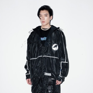 Áo khoác dù 5 túi AZIER (logo + viền phản quang)