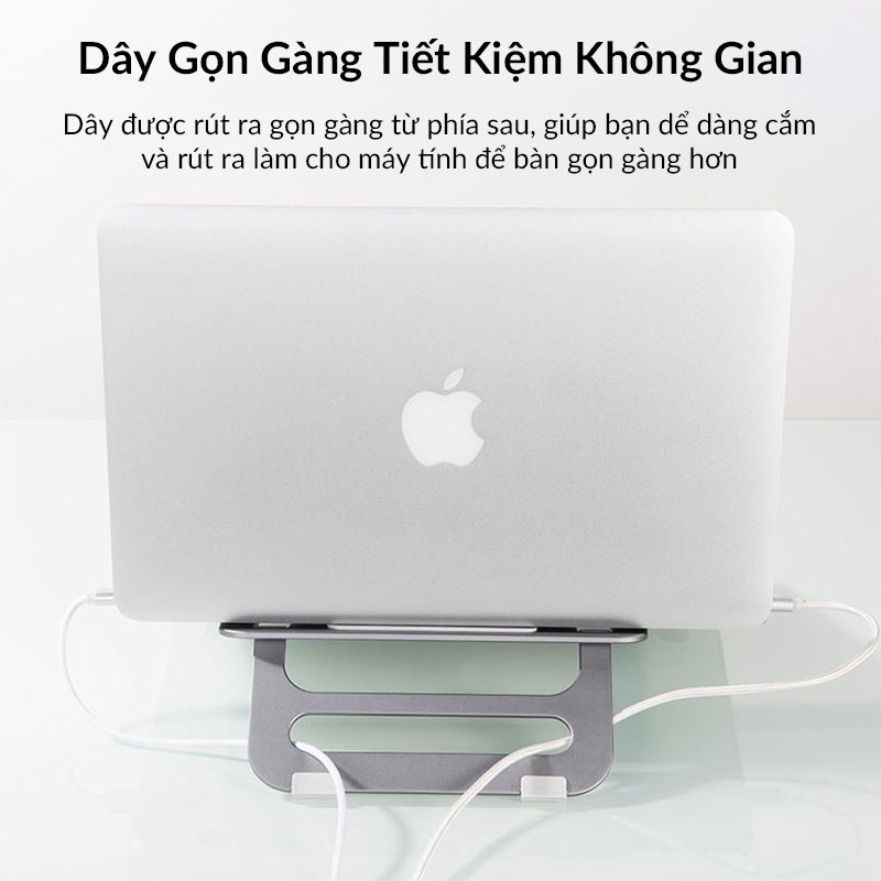 Đế Nâng Laptop, Macbook COTEetCI Aluminum Portable Stand Siêu Mỏng, Góc Nghiên 18 Độ, Dùng Cho Laptop 13 - 17 Inch