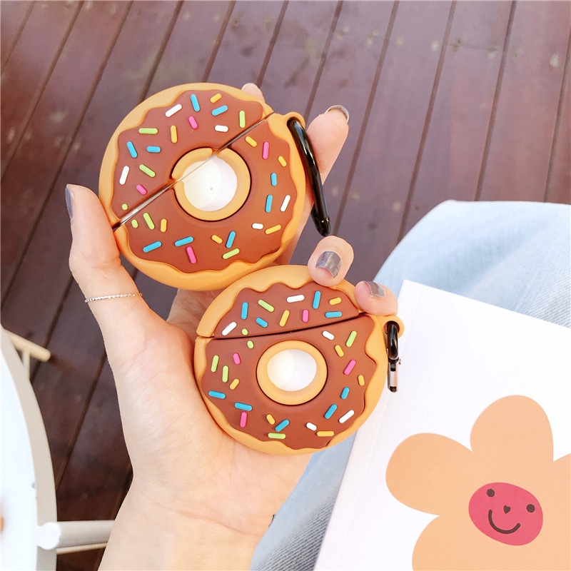 CREATIVE Vỏ Đựng Bảo Vệ Hộp Sạc Tai Nghe Airpods 1 / 2 Chống Sốc Hình Bánh Donut