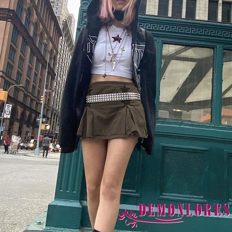 Chân váy jean Xếp Ly Phối Họa Tiết Ngôi Sao Năm Cánh Thời Trang Cho Nữ