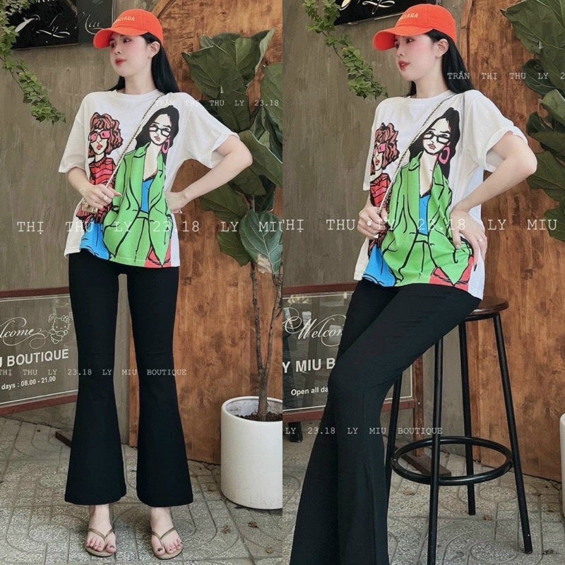 SET ÁO THUN KÈM QUẦN ỐNG LOE (KÈM VIDEO HÌNH THẬT)