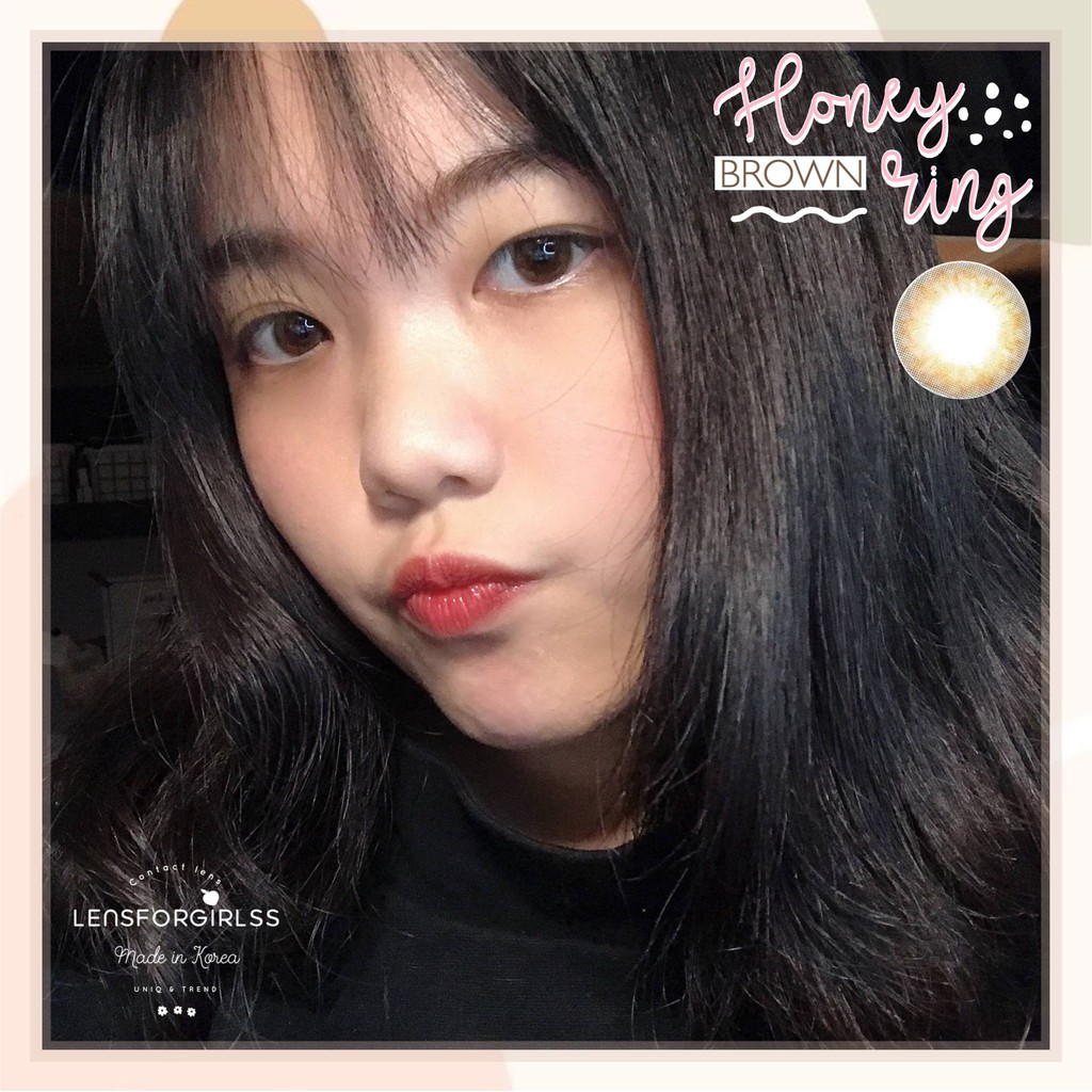 &lt;MẪU CLEAR&gt; Kính áp tròng nâu gold Honey Ring Brown chính hãng Olens | Hạn sử dụng 3-6 tháng