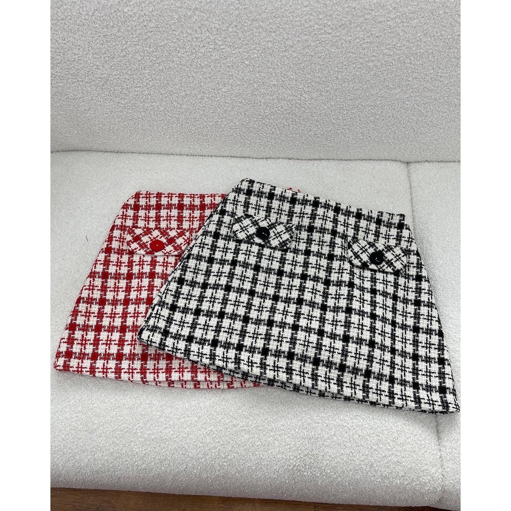 CHÂN VÁY TWEED fome chữ A may lót quần