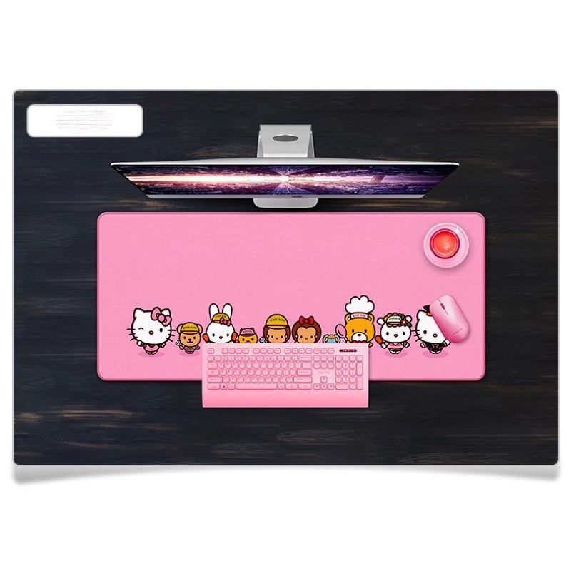 Miếng Lót Chuột Bàn Di Hồng Cỡ Lớn Hình Mèo Hello Kitty Kích Thước 30 - 80Cm Dày 3 Ly