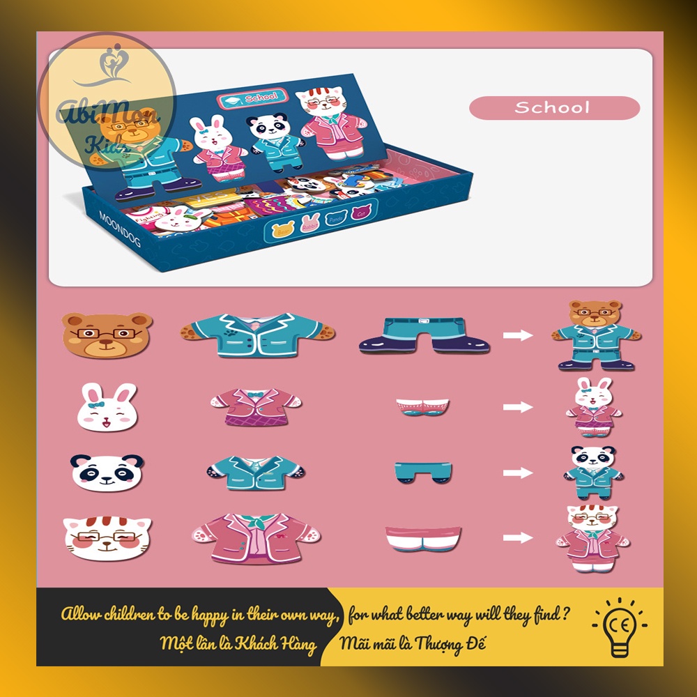 Bộ Ghép Tranh Nam Châm Gia Đình Con Vật (có bút viết bảng) ☘️ Montessori ✨ Đồ chơi Giáo Dục - An toàn - Thông minh