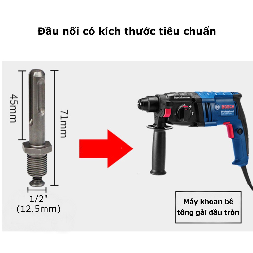 Đầu Mang Ranh 13mm Chuyển Từ Khoan Bê Tông Sang Khoan Sắt