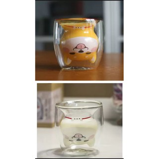 Ly thủy tinh hình chó/ thỏ cute 2 lớp