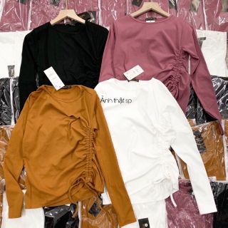 Áo thun cotton dài tay rút eo siêu đẹp.