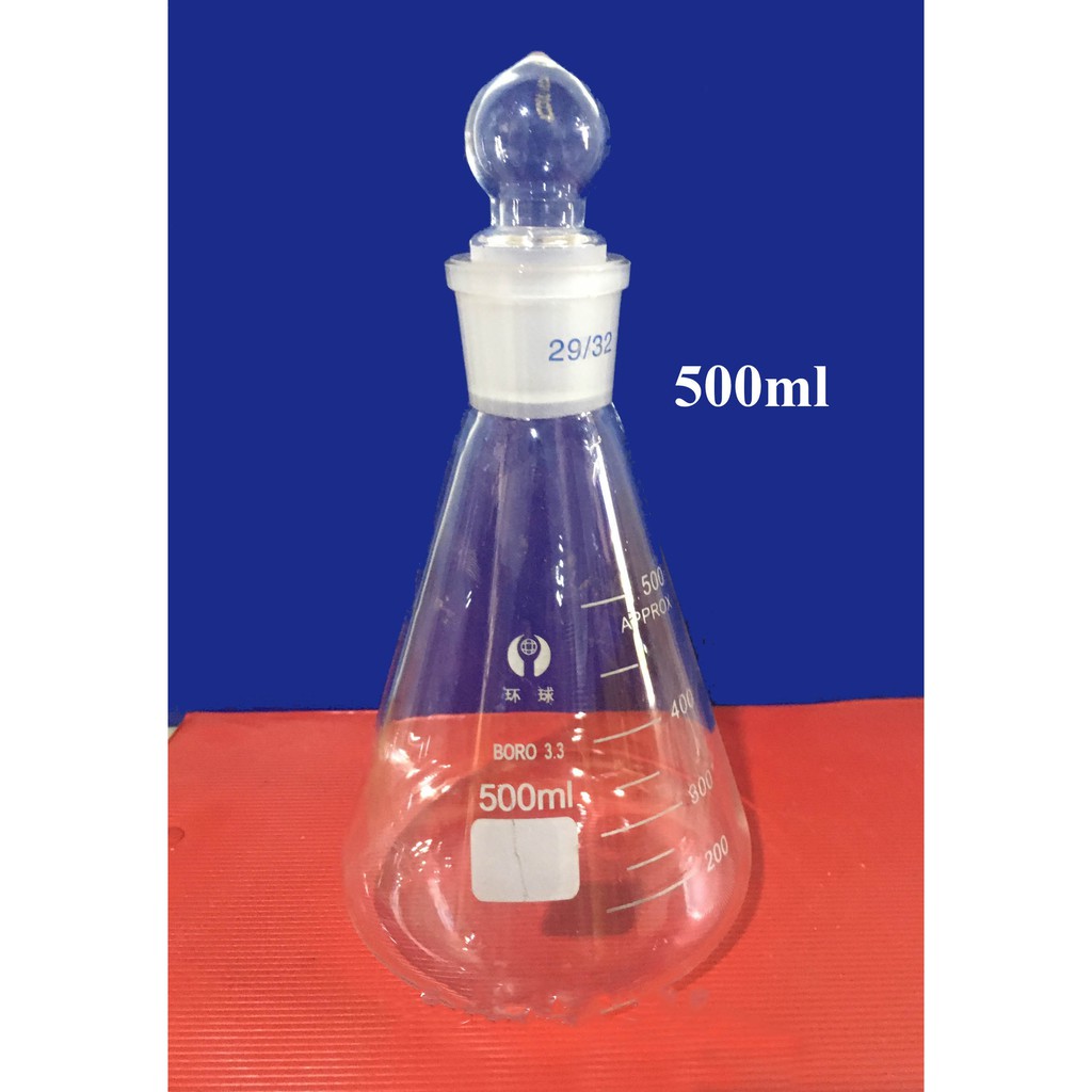 BÌNH TAM GIÁC THỦY TINH CÓ NÚT BORO, dung tích 50 - 1000ml  - DỤNG CỤ THÍ NGHIỆM