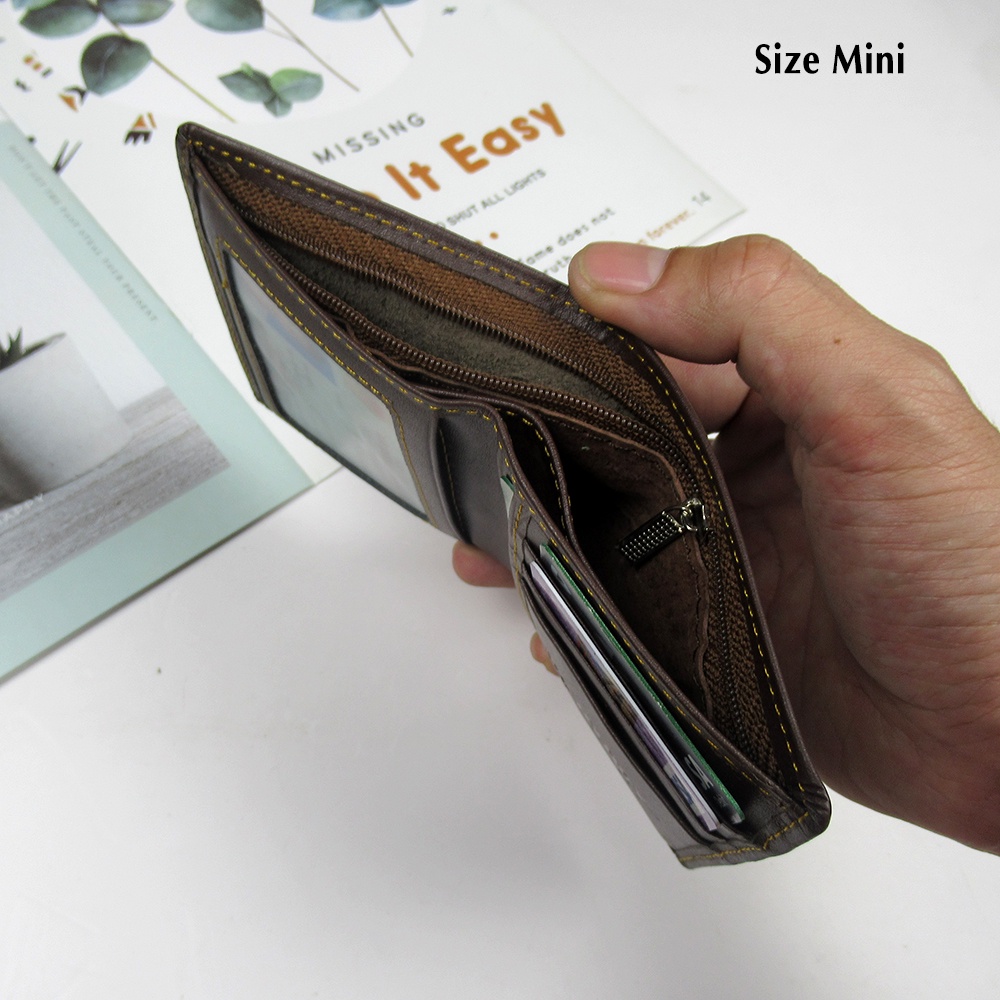 Ví nam mini kiểu ví đứng, bóp mini da bò 100%, kích thước nhỏ gọn tiện lợi, bảo hành 12 tháng, ví da nam BTLUXURY