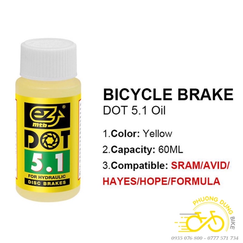 Dầu tra phanh xe đạp Mineral Oil / Dot 5.1 Oil 60ml dành cho Shimano, Tektro / Sram / Magura