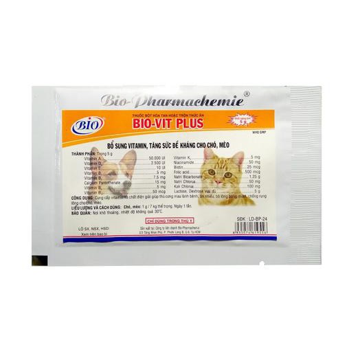 [Gói 5gr] Bột vitamin hỗ trợ tăng đề kháng chó mèo BIOVIT PLUS