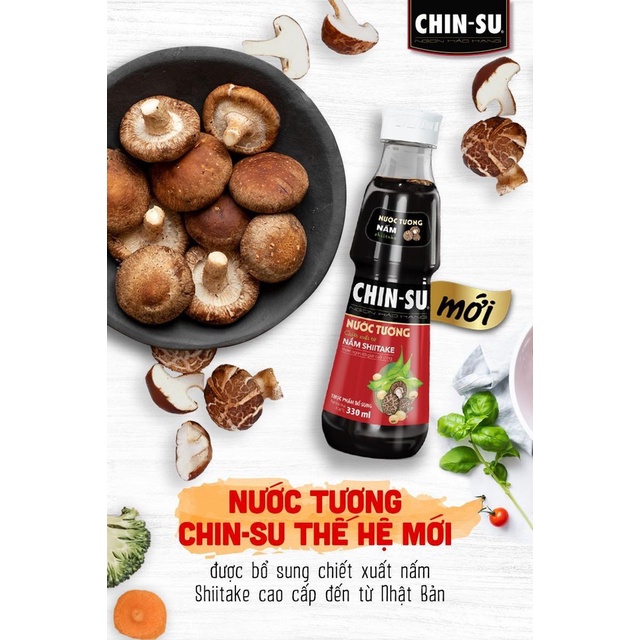 Nước tương tỏi ớt Chinsu/ nấm Shiitake chai 330ml