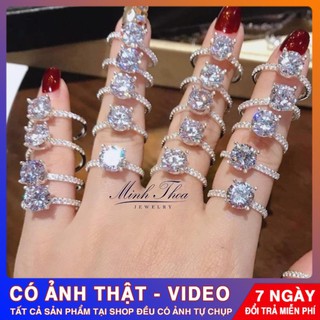 Nhẫn bạc nữ đá tròn, trang sức nhẫn bạc đính đá sáng đẹp cao cấp Tuấn Thoan JEWELRY