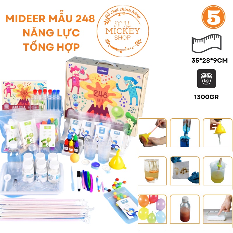 Đồ chơi khoa học Mideer 248 thí nghiệm thực hành các hoạt động steam,stem cho bé từ 5 tuổi giáo dục thông minh