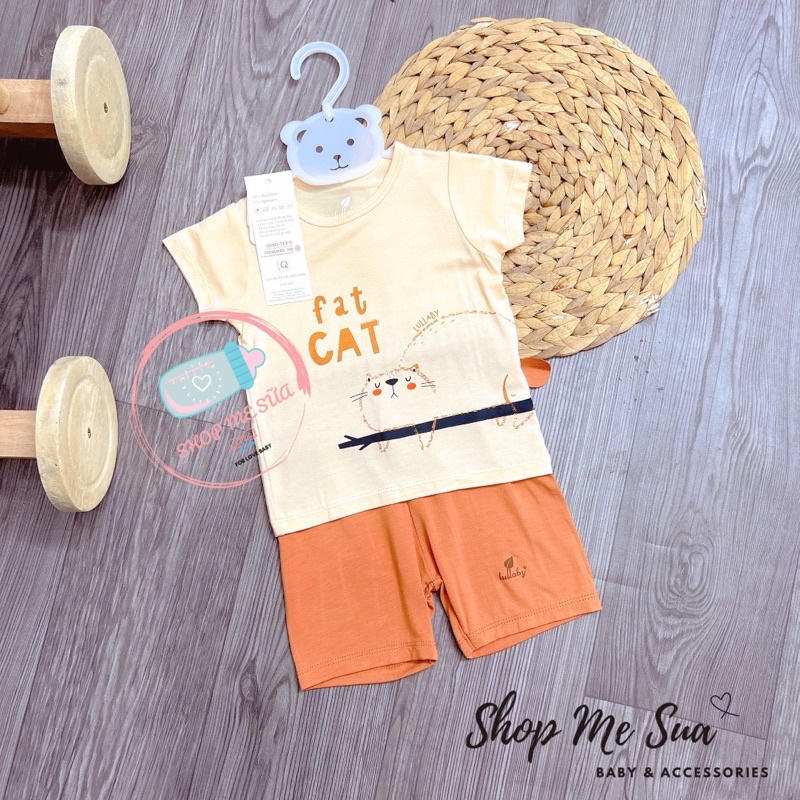 LULLABY Bộ cộc tay quần lỡ Chất liệu Sợi tre mỏng mát, an toàn cho bé