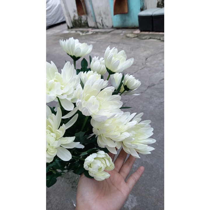 1 Cây cúc lưới 3 bông giả như thật - Hoa giả - Hương Flower