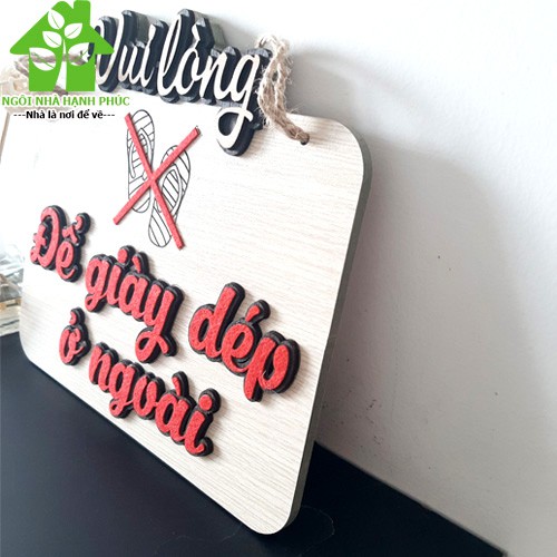 Bảng gỗ decor trang trí nhà cửa  Mẫu BM_044 ĐỂ GIÀY DÉP Ở NGOÀI