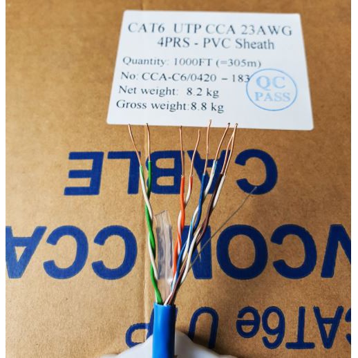 Cáp mạng VCOM Cat6 UTP CCA vỏ PVC